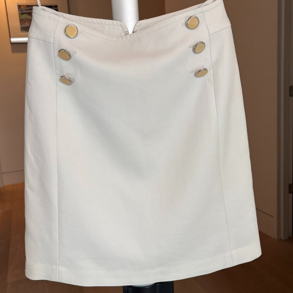 Club Monaco White A-Line Skirt Size 2 | Lined Knee-Length Office Chic)